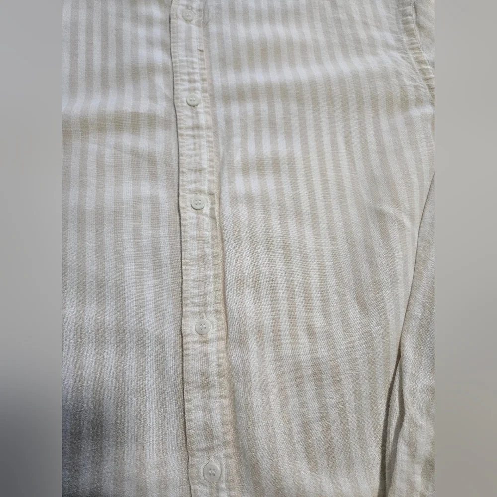 Banana Republic Linen Blend Slim Fit Mens Long Sleeve Button Up Beige XL